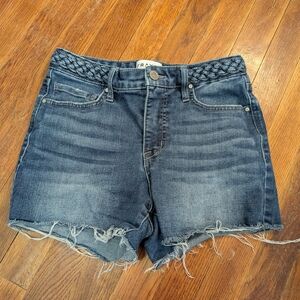 Frayed Jeans Size 25 Braided High Rise Denim Jean Shorts
